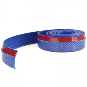 Front spoiler lip side skirts universal flexible 2.5m x 5cm carbon look blue
