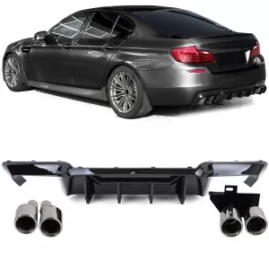 image-26-Hátsó diffúzor átalakító + króm kipufogóvégek BMW F10 F11 520 523 525 528 530 modellekhez