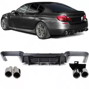 image-27-Hátulsó diffúzor átalakító + króm kipufogóvégek BMW 5-ös F10 F11 520 523 525 528 530 modellekhez