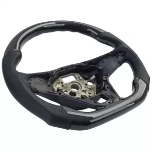 Volante sportivo con carbonio reale e pelle perforata per VW T6.1 con palette del cambio-image-6207571