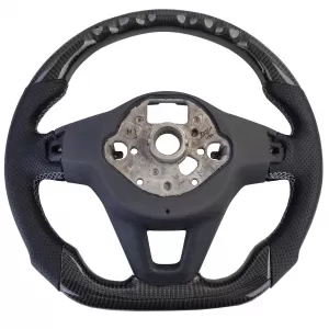Volante sportivo con carbonio reale e pelle perforata per VW T6.1 con palette del cambio-image-6207575
