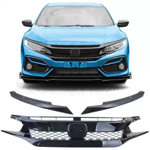 Honeycomb Grille TR Performance Gloss Black for Honda Civic X FC FK 2016-2020