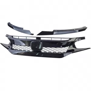 Honeycomb Grille TR Performance Gloss Black for Honda Civic X FC FK 2016-2020