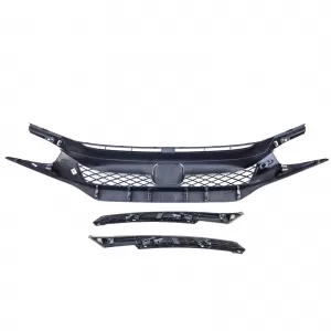 Honeycomb Grille TR Performance Gloss Black for Honda Civic X FC FK 2016-2020