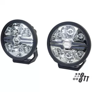 Set di 2 pezzi FARI A LED ausiliari HELLA VALUEFIT con lama nera per abbaglianti 9˝ rotondi legali-image-6207625