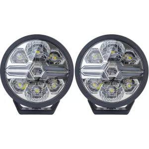 Set di 2 pezzi FARI A LED ausiliari HELLA VALUEFIT con lama nera per abbaglianti 9˝ rotondi legali-image-6207626