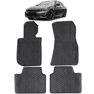 Car Rubber Floor Mats Black Premium Set for 3 Series BMW G20 G21 from 18