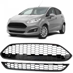image-1-Hűtőrács szett ST méhsejt mintás felső & alsó fényes fekete Ford Fiesta 13–17