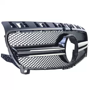 Sport grille double bar glossy black for Mercedes A-Class W176 12-15