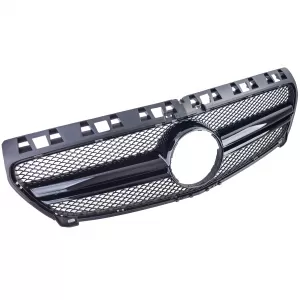 Sport grille double bar glossy black for Mercedes A-Class W176 12-15