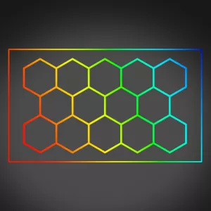 Illuminazione a LED RGB esagonale per garage, officina, showroom 14 pannelli 2,30 x 4,56 m-image-6208056