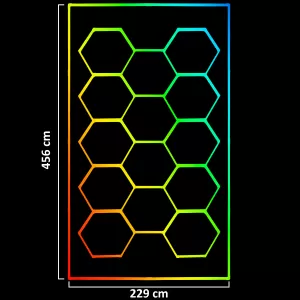 Illuminazione a LED RGB esagonale per garage, officina, showroom 14 pannelli 2,30 x 4,56 m-image-6208057