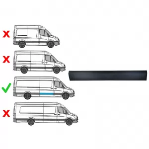 Right-hand sliding door trim strip fits Mercedes Sprinter W906 2006-2018 L2 L3 L4