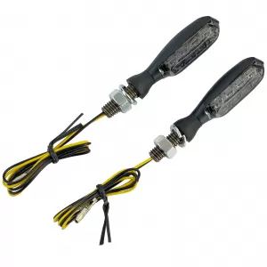 Motorcycle LED Mini Indicator AMP Black Smoked Glass Universal with E-Mark