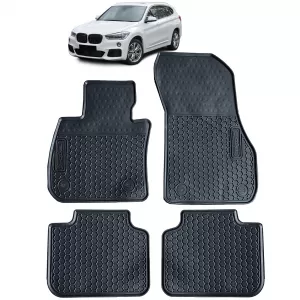 Car Rubber Floor Mats Black Premium Set for BMW X1 F48 15-22