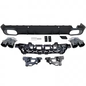 Diffusore posteriore sportivo + terminali di scarico neri adatti per Mercedes CLS C257 2018-2023-image-6208383