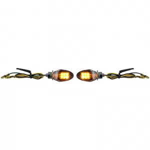 Motorcycle LED Mini Turn Signals Custom Drop Style Mini Indicators Black + E-Mark