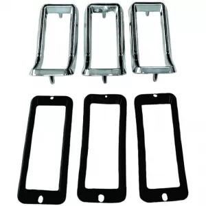 Tail light trim (3-piece set/chrome-black) fits Ford Mustang 68