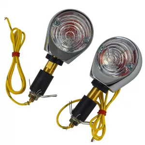 Motorcycle bull's-eye indicators handlebar end indicators chrome clear with E-mark