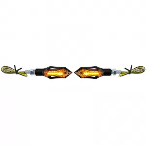 Motorcycle LED Universal Turn Signal + Position Light Black Hatch/Rush with E-Mark