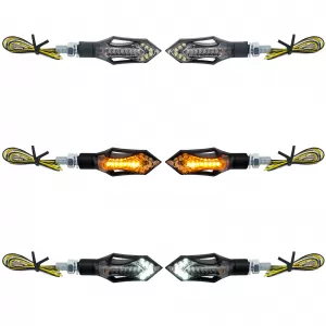 Motorcycle LED Universal Turn Signal + Position Light Black Hatch/Rush with E-Mark