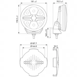 Set di 2 pezzi Fari ausiliari a LED ad alta intensità HELLA VALUEFIT con lama cromata 7˝ rotondi legali-image-6208433