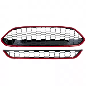 Radiator Grille Set ST Honeycomb Design Red Black Gloss for Ford Fiesta 2013–2017