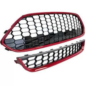Radiator Grille Set ST Honeycomb Design Red Black Gloss for Ford Fiesta 2013–2017