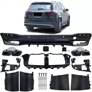 image-28-Hátsó diffúzor + fekete kipufogóvégek Mercedes GLE W167 GLS X167 AMG-Line modellekhez