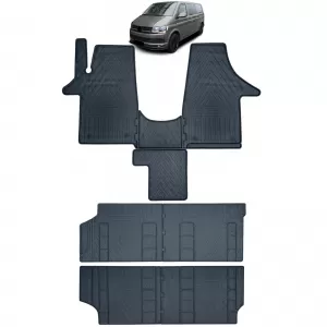 Premium rubber floor mat set 8-piece for VW Bus T5 T6 2003-2019