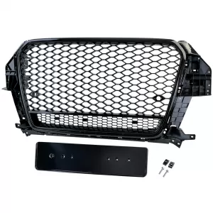 Griglia sportiva a nido d'ape nera lucida adatta per Audi Q3 8U pre-facelift 11-15-image-6208925