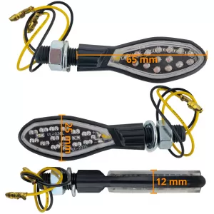 Motorcycle LED Universal Mini Indicators GHOST / SCOOP Black with E-Mark