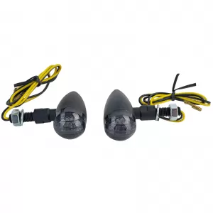 Motorcycle LED Universal Mini Turn Signal Bullet Black Smoked Glass with E-Mark