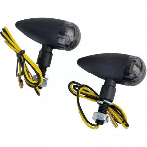 Motorcycle LED Universal Mini Turn Signal Bullet Black Smoked Glass with E-Mark