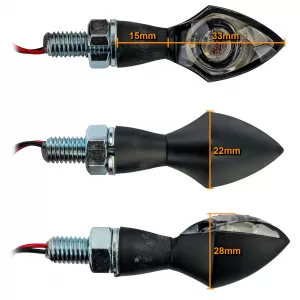 Motorcycle LED Mini Turn Signal Pen Head Custom Black Mini Indicator with E-Mark