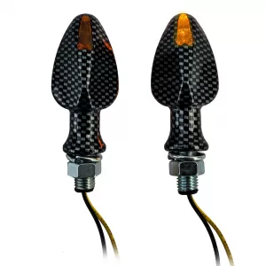 Motorcycle LED Mini Indicators Custom Elegant Carbon Style with E-Mark