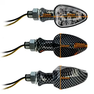 Motorcycle LED Mini Indicators Custom Elegant Carbon Style with E-Mark
