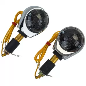 Motorcycle ox-eye indicators handlebar end indicators chrome tinted with E-mark