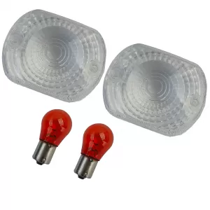Clear indicator lenses incl. bulbs for Kawasaki with E-mark