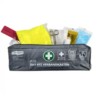 Car first aid kit 3 in 1 set DIN 13164 + safety vest + warning triangle