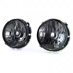 Clear Glass Headlights Black Smoke H4 Pair for VW Caddy I 82-92 + Jetta I 79-84