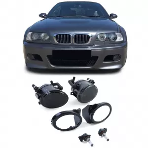 Clear glass fog lights black smoke fits for BMW E39 E46 with M bumper