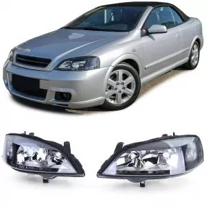 Klarglas Scheinwerfer Schwarz Set Rechts Links für Opel Astra G 1997-2004