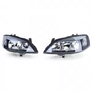 Klarglas Scheinwerfer Schwarz Set Rechts Links für Opel Astra G 1997-2004