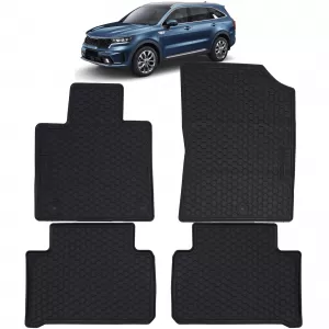 Car Rubber Floor Mats Black Premium Set for Kia Sorento MQ4 from 2020