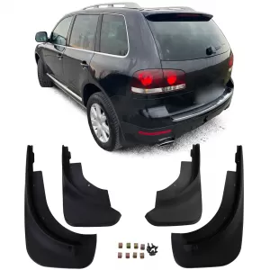 Mud flap set front and rear black for VW Touareg I 7L 2002-2010