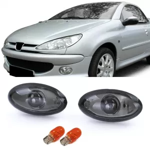 Clear glass side indicator black smoke for Peugeot 107 206 SW CC 307 407 607