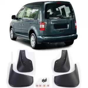 Mud flap set front and rear black for VW Caddy III IV V 04-22