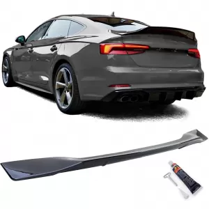 Ducktail rear spoiler lip gloss black for Audi A5 F5 Coupe Sportback from 2016