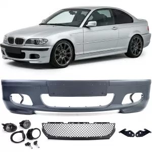 image-48-Sport első lökhárító + ABE + átlátszó ködlámpák BMW E46 Sedan Touring LCI modellekhez